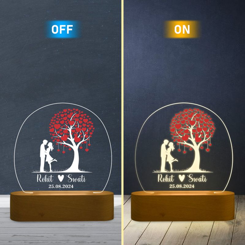 Personalized Couple Name Led Night Lamp with Warm White Light Gift for Wife, Girlfriend, Husband, Boyfriend Anniversary Gift Valentine Day Gift Custom Couple Lamp